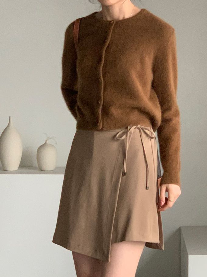 韓國女裝連線 - 愛心金釦混羊毛針織衫/外套-黑 (FREE)