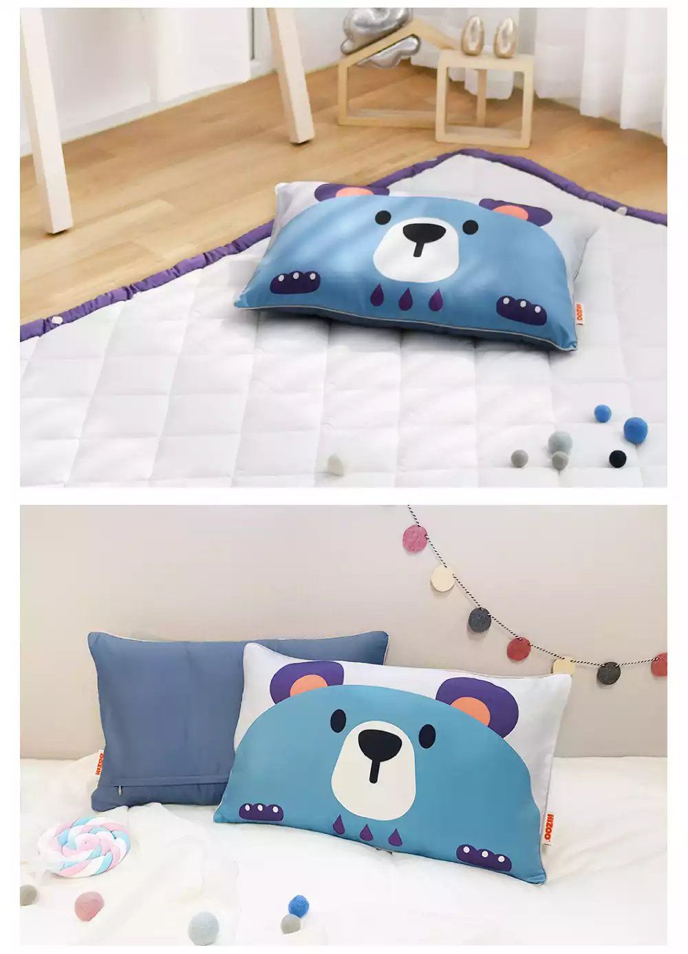 韓國 Hello HiZoo - 手工製可愛動物防蟎抗菌兒童枕-天王鯊 (30x50cm)