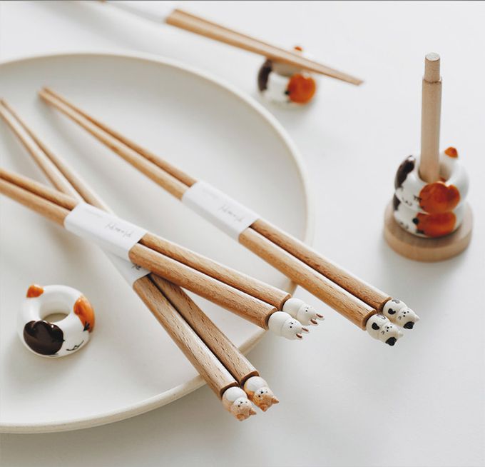 日本 GRAPPORT - 日本製Plumpy系列天然木筷子22.5CM-2入組(兔子款)