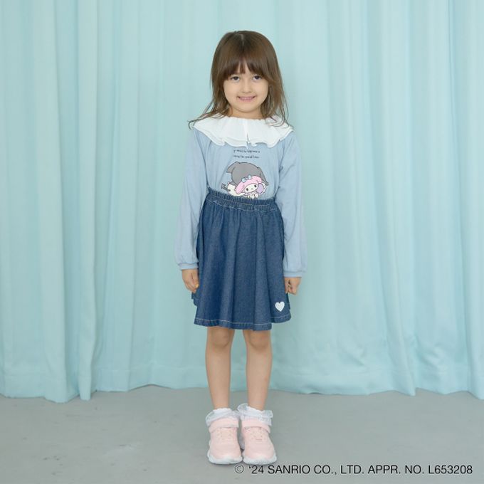 日本 Lycee mine - 聯名款 正反2way薄紗領長袖上衣-酷洛米-天藍