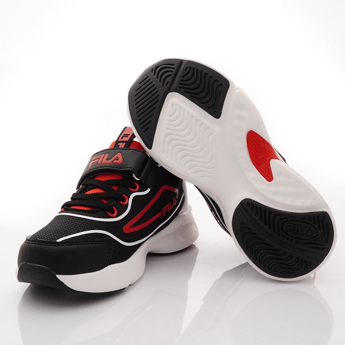 FILA - FILA輕量慢跑運動鞋-3-J812X-015黑紅(中大童段)-運動鞋-黑