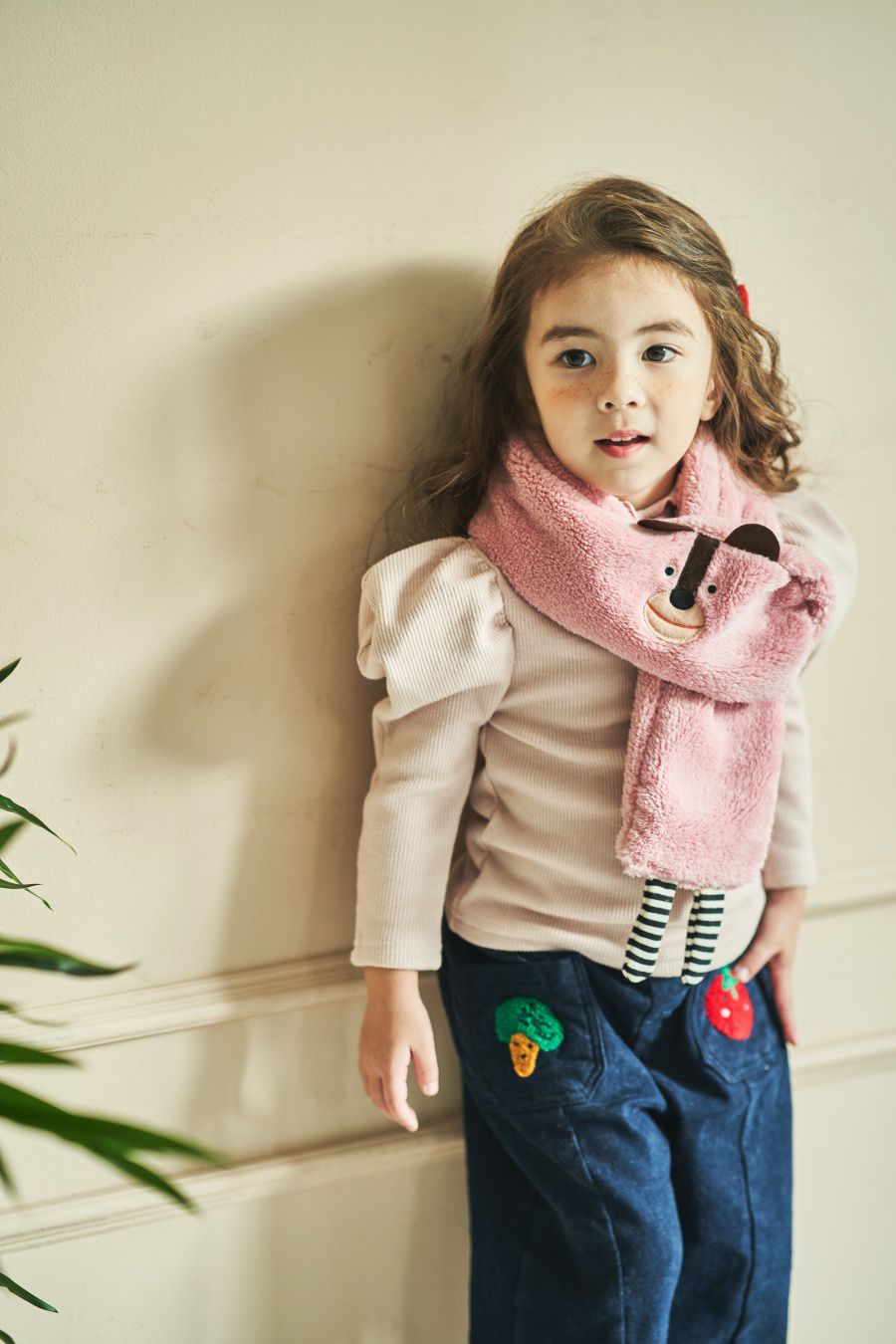 韓國 Mimico - 絨毛動物圍巾-粉紅