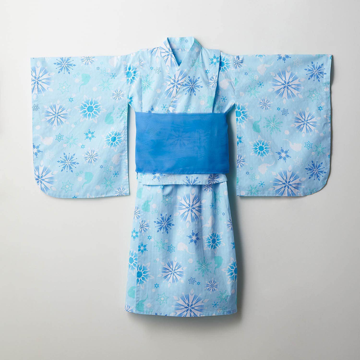 日本千趣會 - 迪士尼 可當洋裝穿的2 WAY浴衣組合-冰雪奇緣-水藍