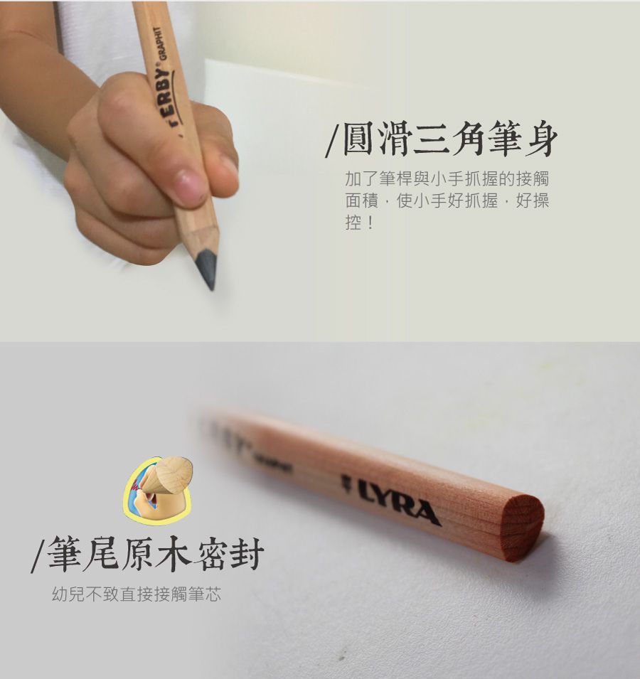 德國LYRA - 兒童三角原木鉛筆(12cm) 12入-3歲以上