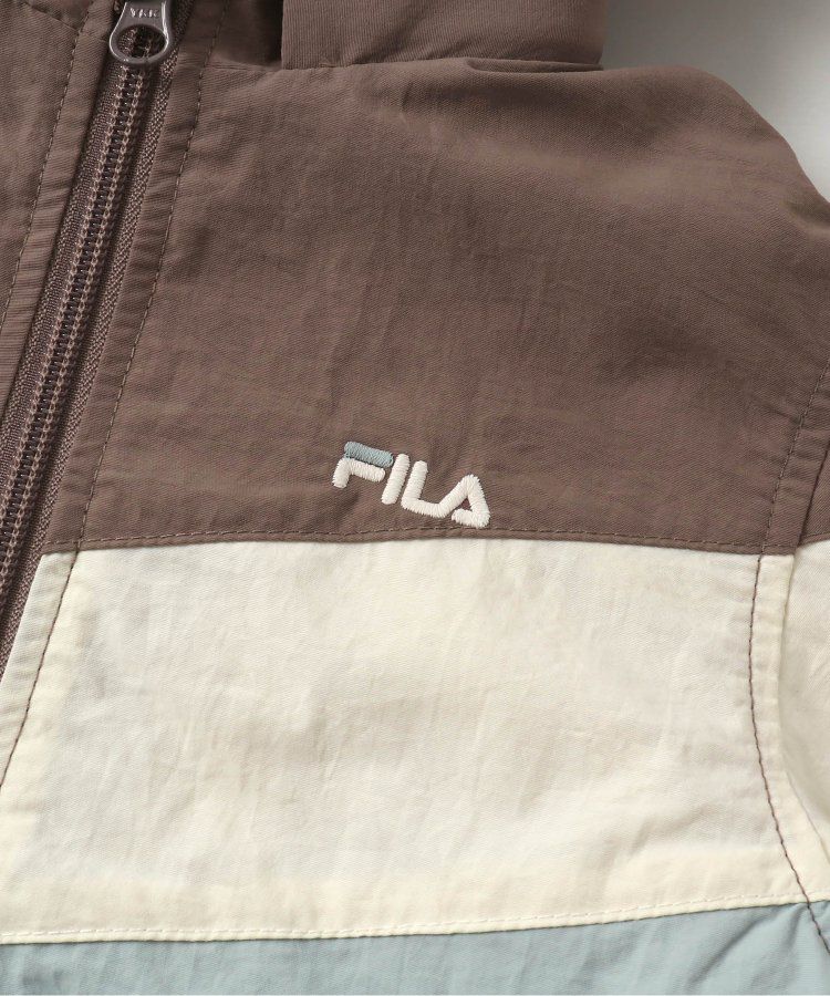 日本 apres les cours - FILA聯名 連帽可拆撞色風衣外套-摩卡x淺藍