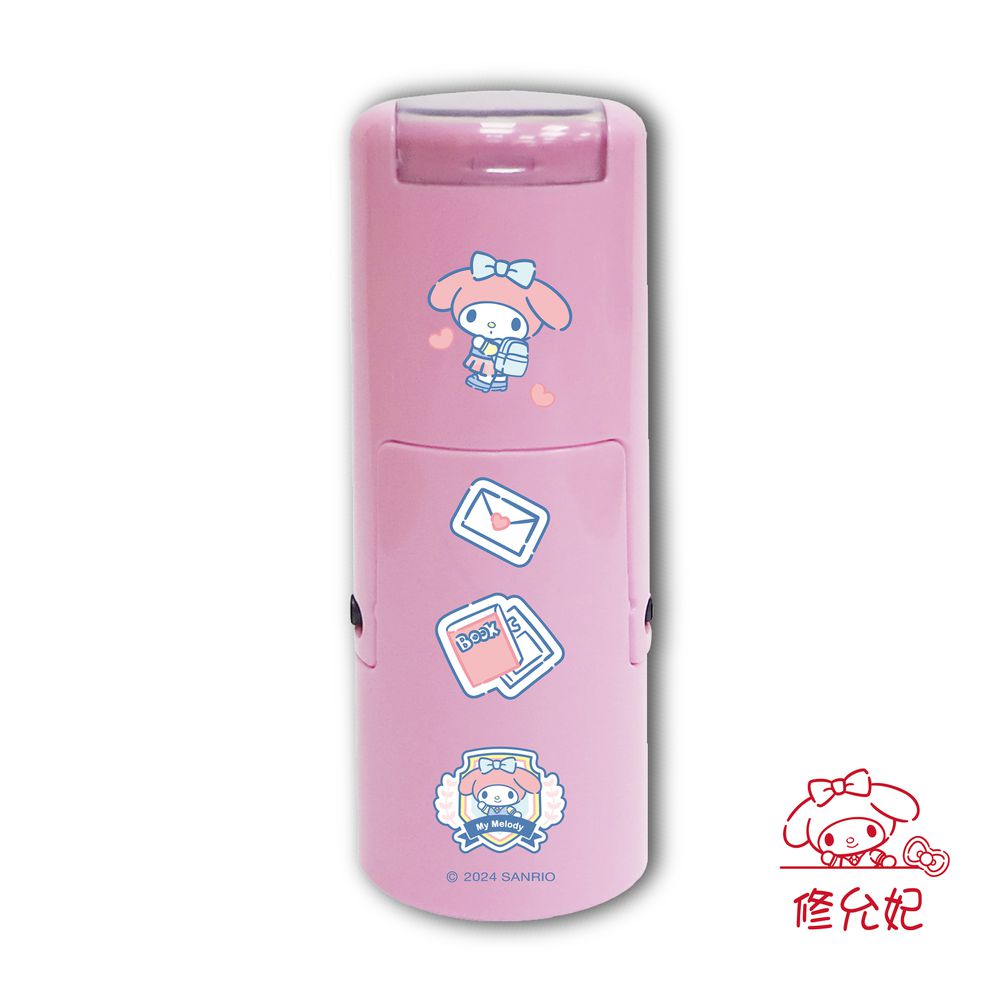 三麗鷗明星學校-小女孩(2) 橡皮事務回墨印章/小圓章-紅色墨-印面尺寸:圓形直徑1.2cm