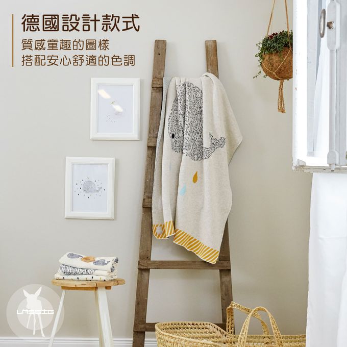 德國 Lassig - 有機棉嬰兒毯-鯨魚