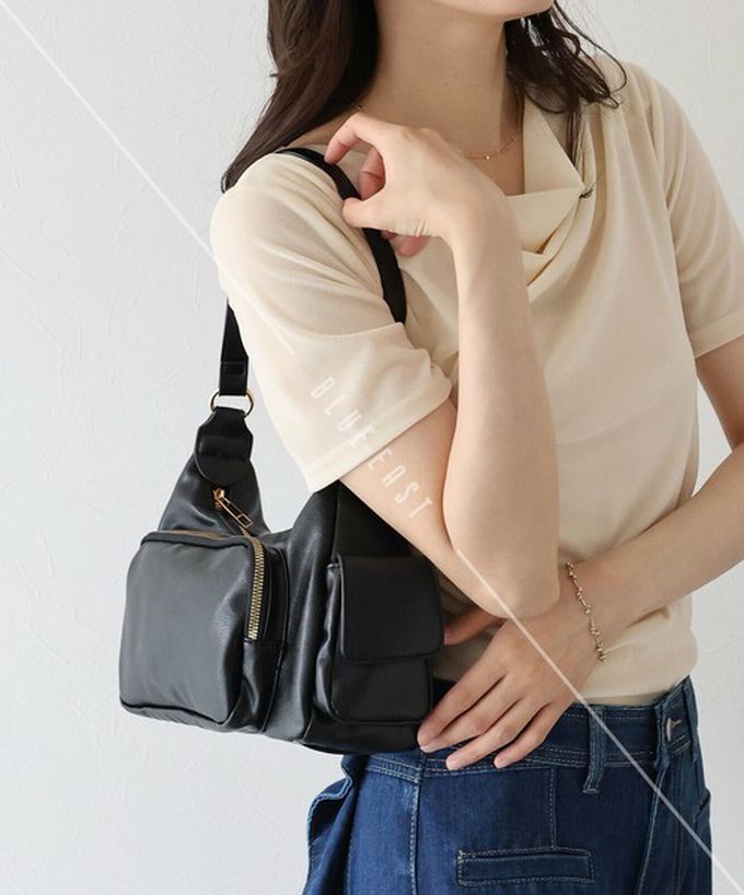 日本 BLUE EAST - 復古時尚多口袋迷你肩背包-黑