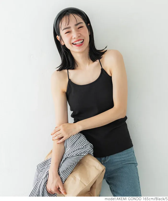 日本 COCA - 後交叉細肩帶小可愛/內搭(附bra)-黑