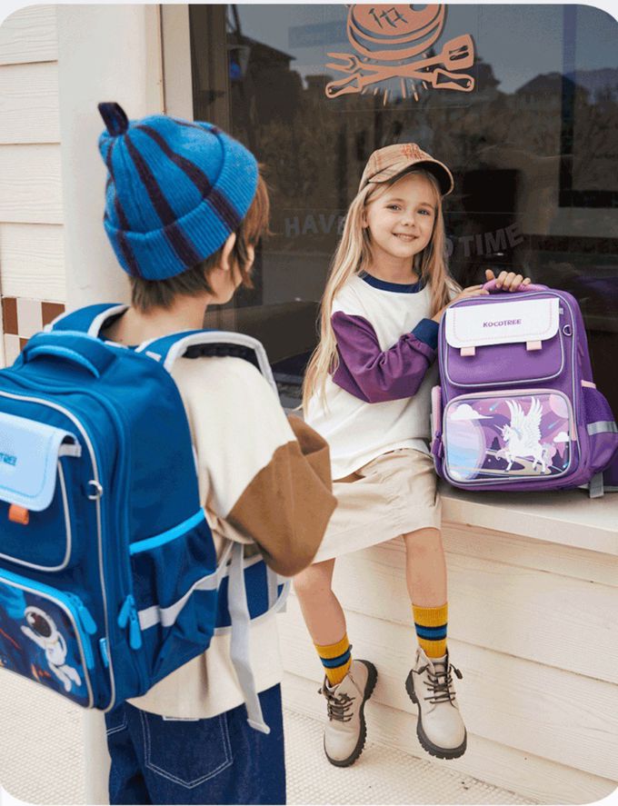 kocotree - 減壓大容量護脊書包-小碼-銀河大冒險藍