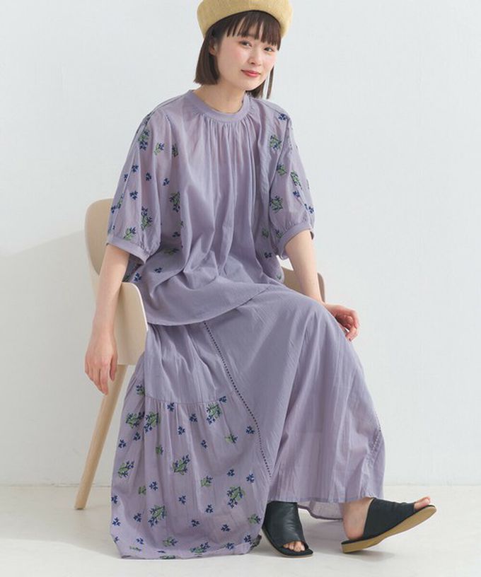 日本 Lupilien - 100%印度棉 優美植物刺繡長裙-象牙