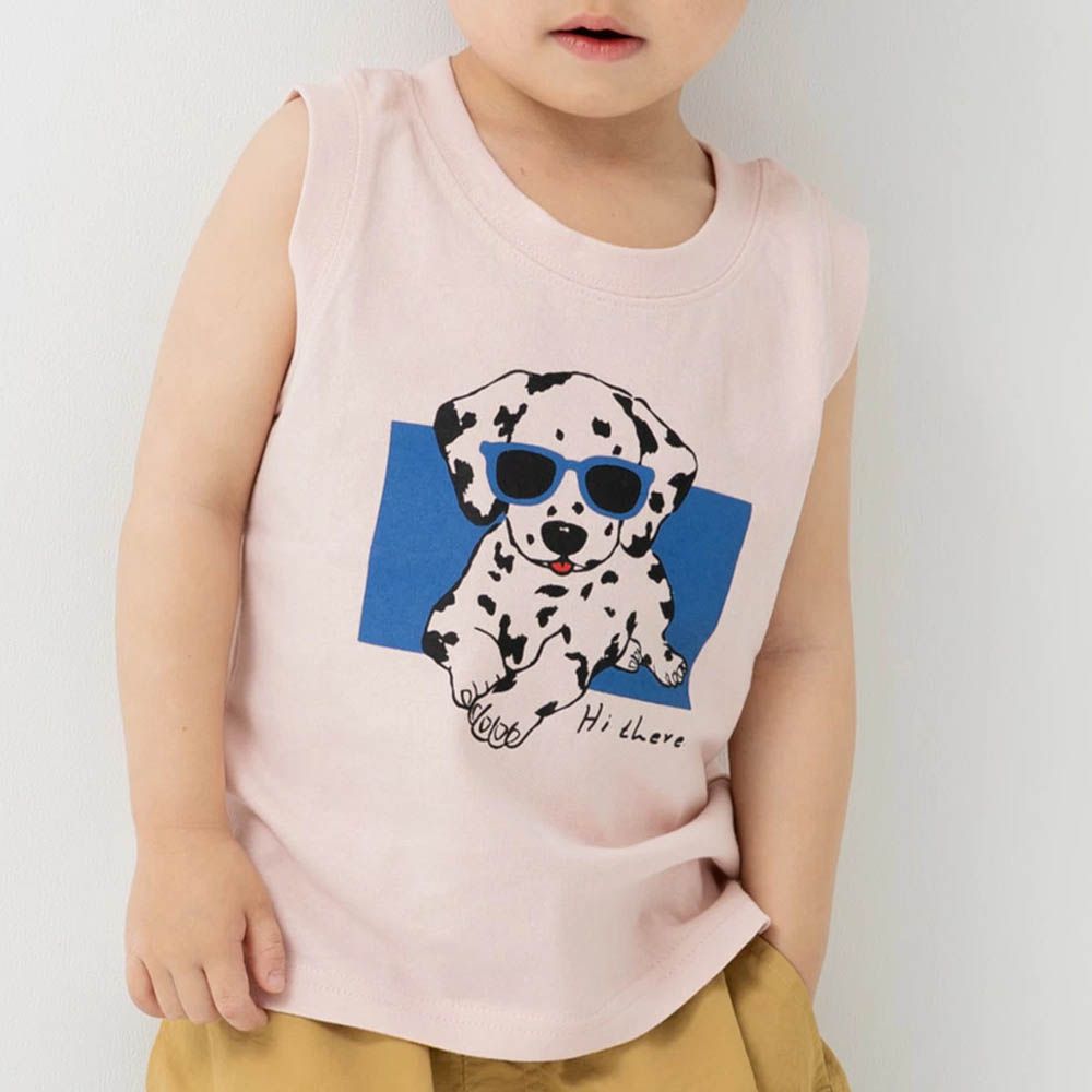 [超低價] 100%棉 童趣印花背心上衣-大麥町-粉紅