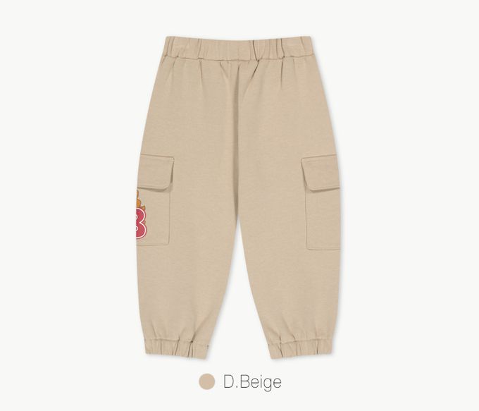 韓國 Care Bears - 鬆緊腰側邊口袋內磨毛長褲-卡其