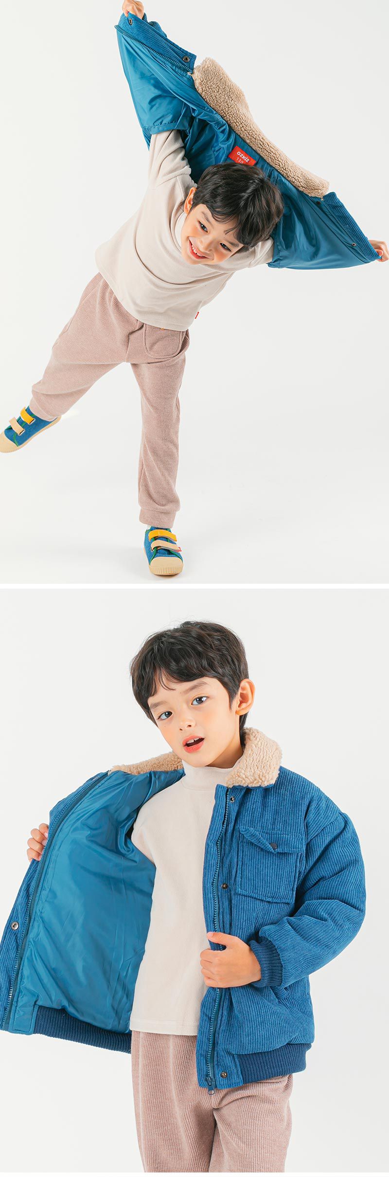 韓國 OZKIZ - (內鋪棉)燈芯絨縮袖口外套