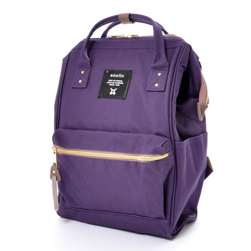 日本 Anello - 日本大開口牛津布後背包-Regular大尺寸-PU紫色