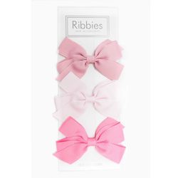 英國 Ribbies - 經典中蝴蝶結3入組(粉紅系列)