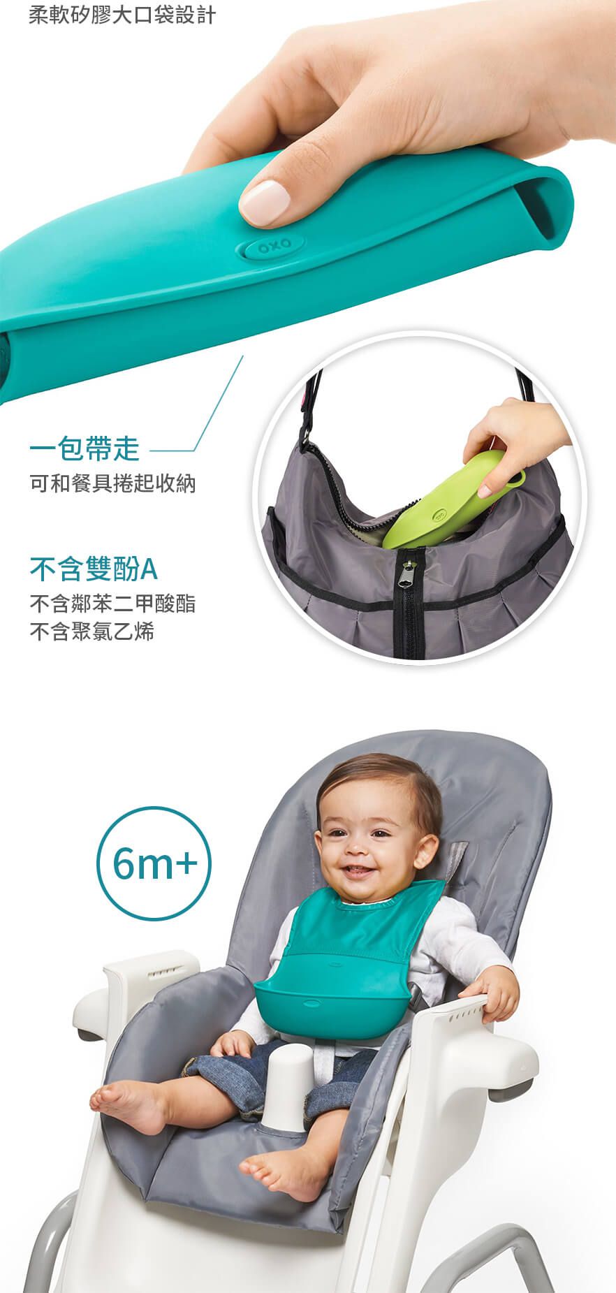 美國 OXO - OXO tot 隨行好棒棒圍兜-海軍藍