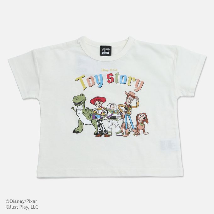 日本 Chil2 - 迪士尼聯名 純棉短袖上衣-抱抱龍&巴斯光年-黑x白