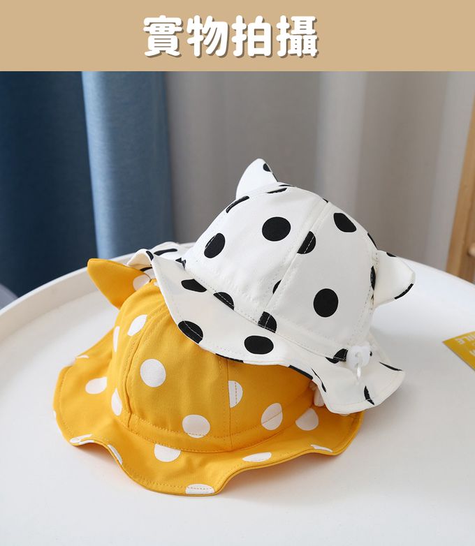 Vanibaby - 防飛沫寶寶防疫漁夫帽 4-12個月 (可拆面罩 )-米色點點-帽圍43-48cm
