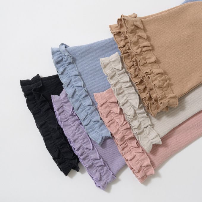 日本 Lycee mine - 彈力荷葉邊微喇叭長褲-摩卡棕