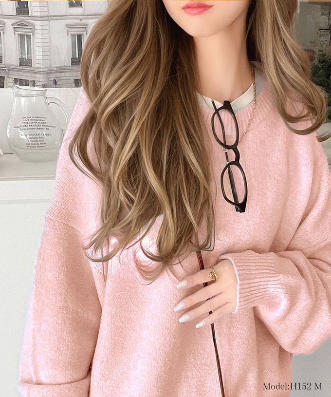 日本 Classical Elf - 溫柔圓領寬版純色針織毛衣-白