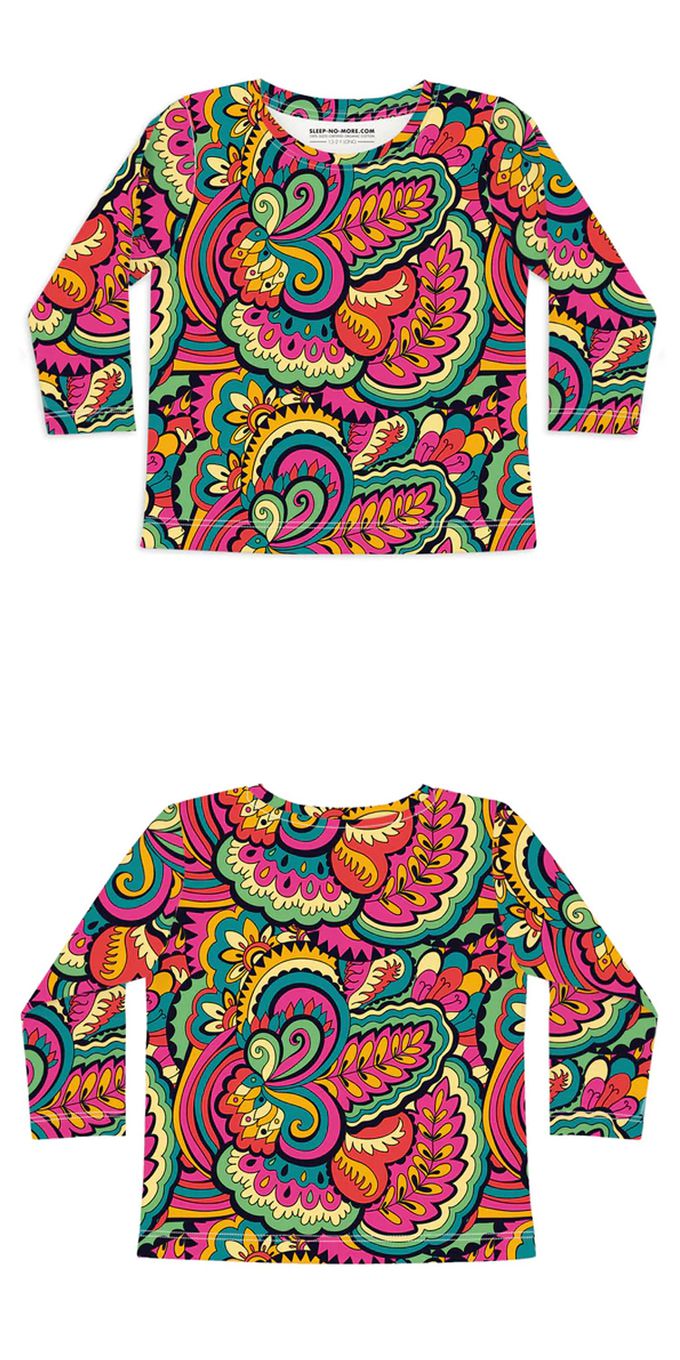 英國 SLEEP NO MORE - 100% 有機棉兒童圓領長袖上衣-綺麗世界