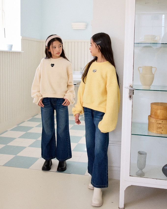 韓國 sm2 - 愛心點綴寬鬆落肩毛衣-黃