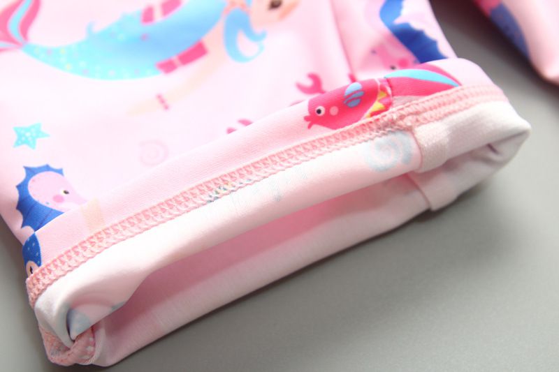 女寶防曬長袖連身泳裝套裝(附帽子)-美人魚-粉色