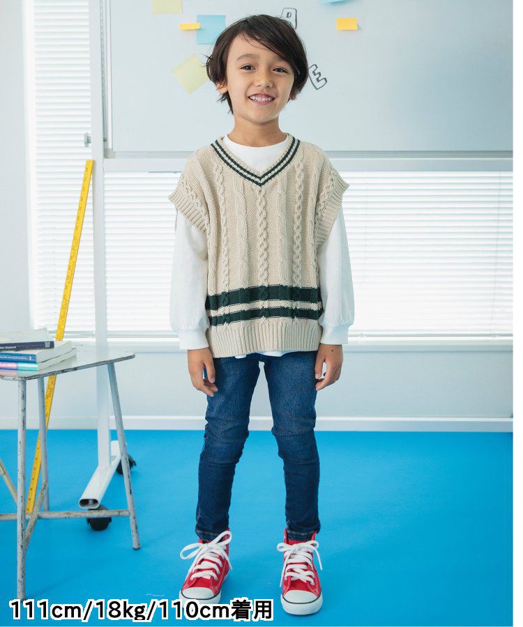 日本 BREEZE - [推薦]定番彈力鬆緊合身長褲-藍綠格紋