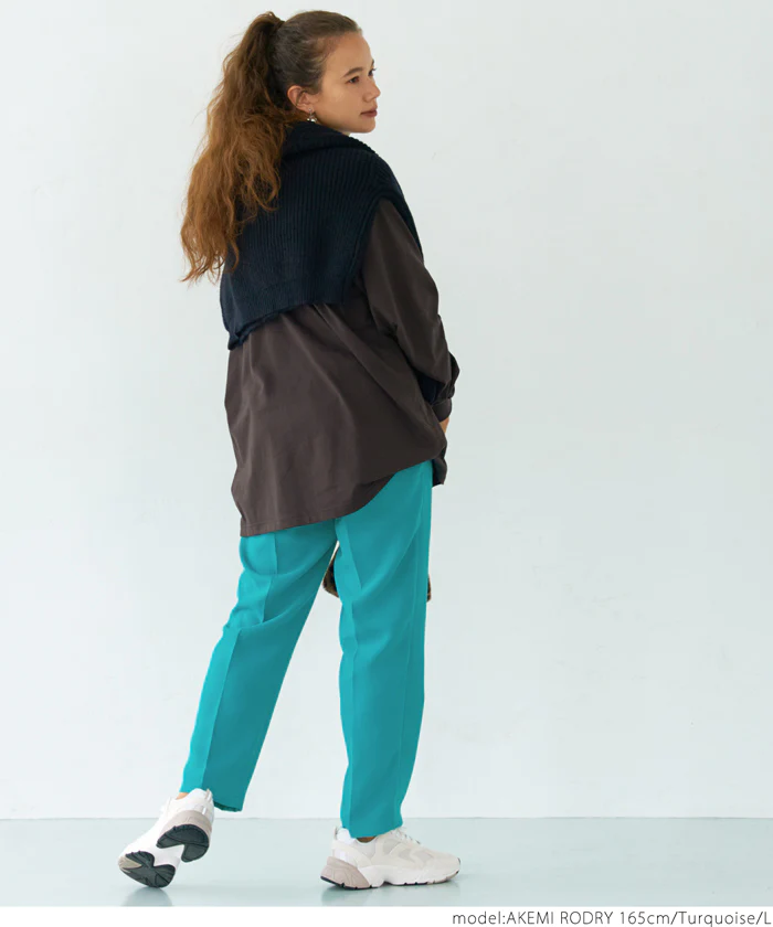 日本 COCA - 修身美型打褶西裝褲-芥黃