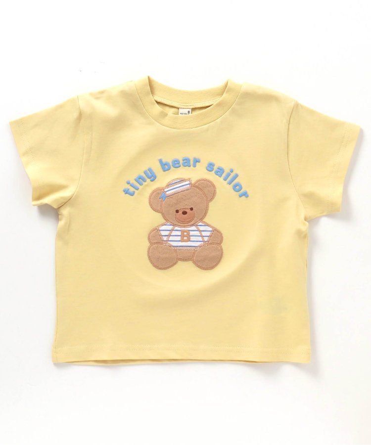 日本 apres les cours - 超萌小熊聯名特色刺繡短袖上衣-海軍熊-黃