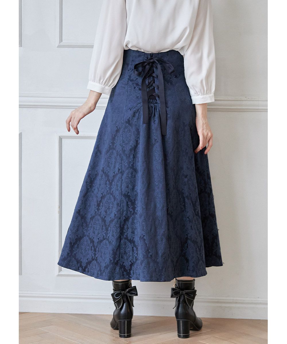 日本 tocco-closet - 後綁帶歐風修身長裙-海軍藍