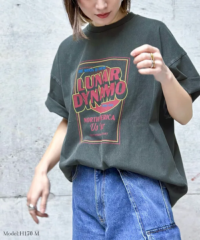 日本 Classical Elf - 100%棉美式復古印花T恤-水藍