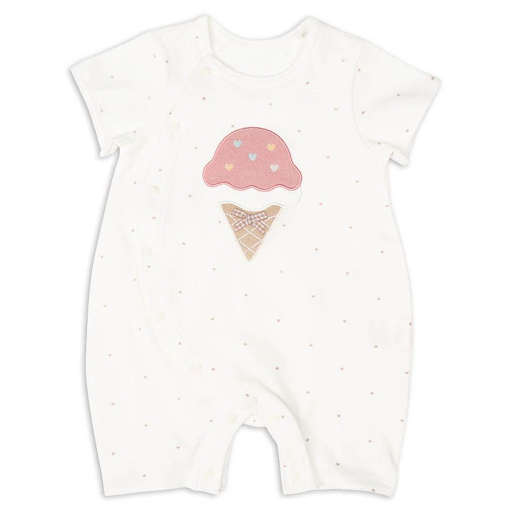 短袖兔裝-毛巾布材質造型圖案-象牙白色