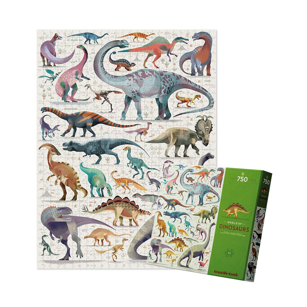 Crocodile Creek - 動物圖鑑主題盒拼圖-恐龍世界-750片-4歲以上