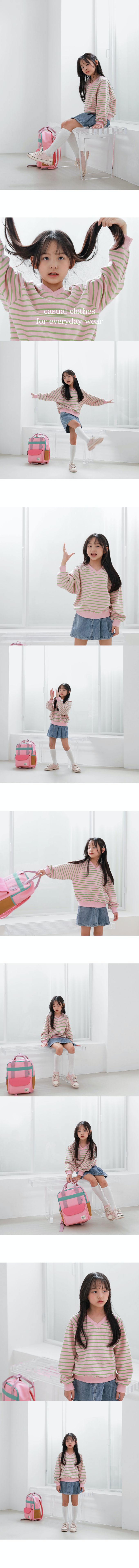 韓國 J KIDS - 鬆緊腰牛仔風褶線設計褲裙-牛仔藍