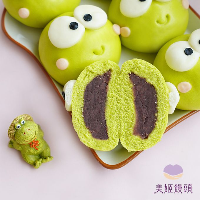 美姬饅頭 - 小青蛙鮮乳造型紅豆包-45g*6顆