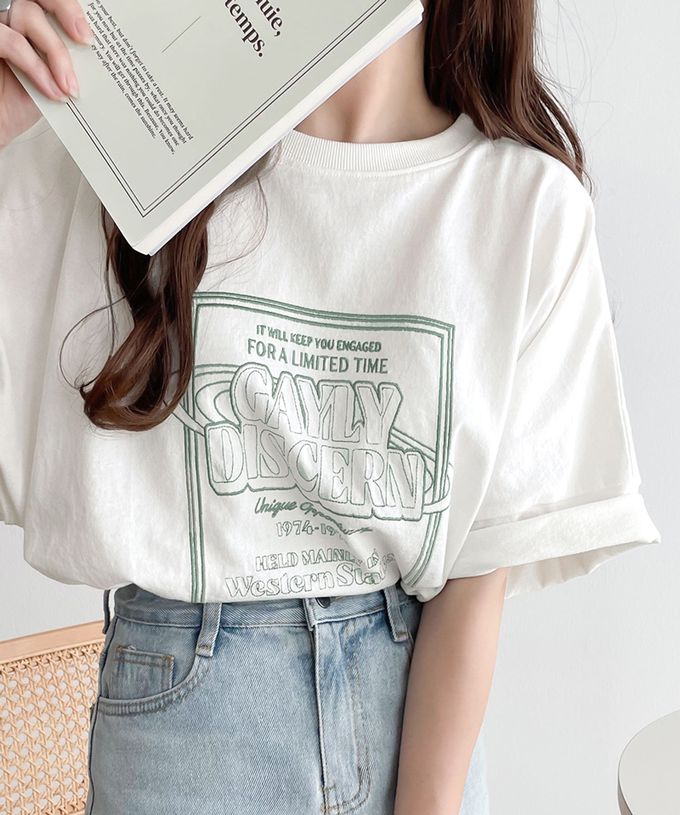 日本 Classical Elf - Java 混有機棉氣質刺繡印花短袖T恤-白