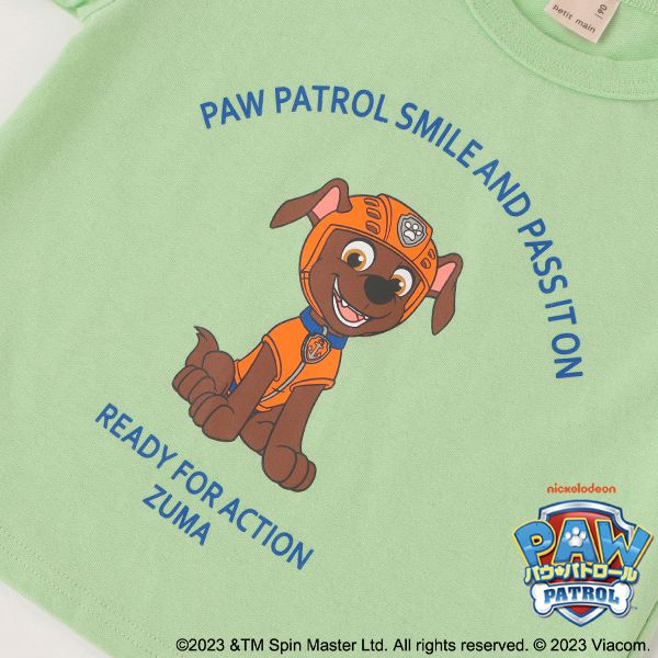 日本 petit main - 汪汪隊聯名 印花短袖上衣-毛毛-卡其