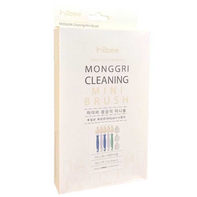 正韓 hibee - 極細緻奶嘴/奶瓶/杯蓋螺旋/各種細縫 海綿隙縫刷 (5入組)-HFB001