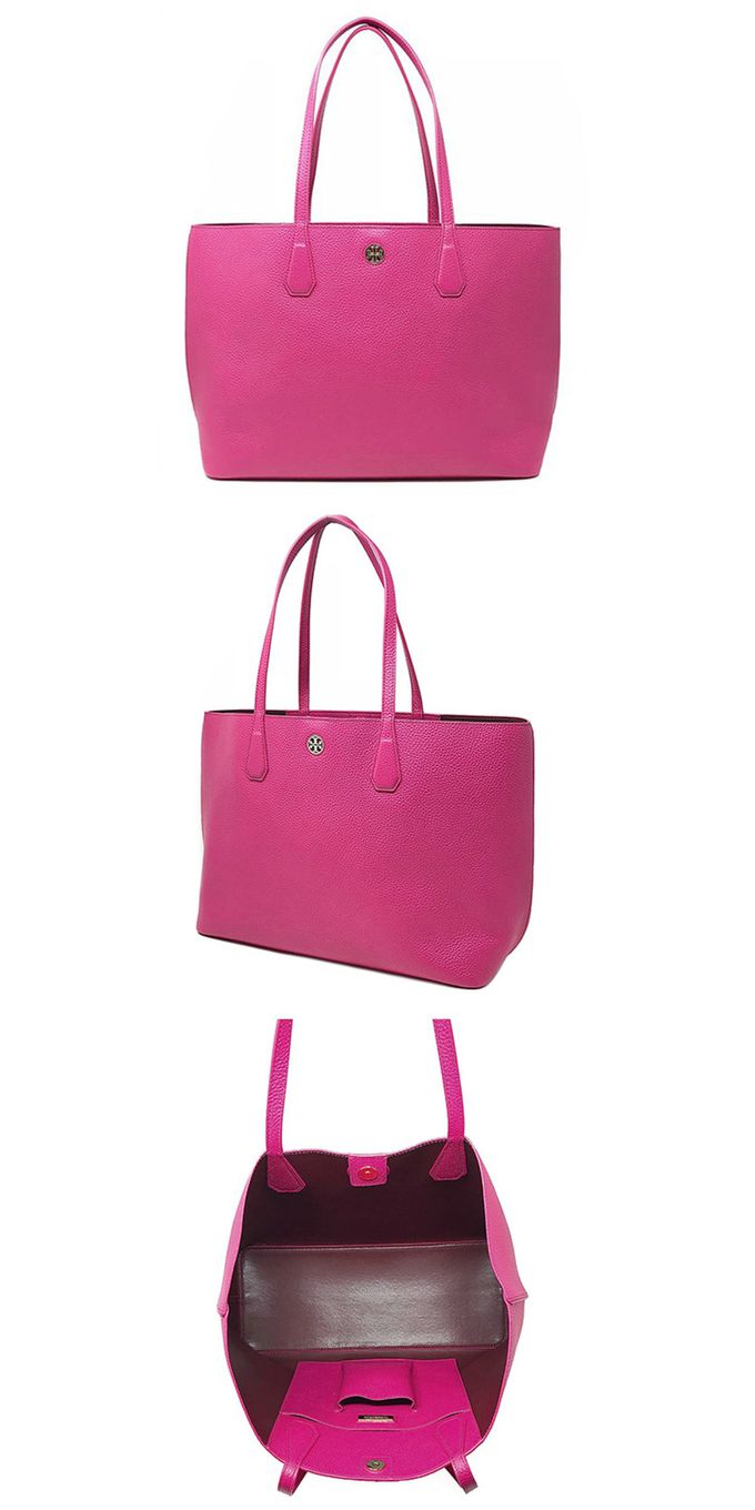 TORY BURCH - 素面皮革托特包 (桃紅色)
