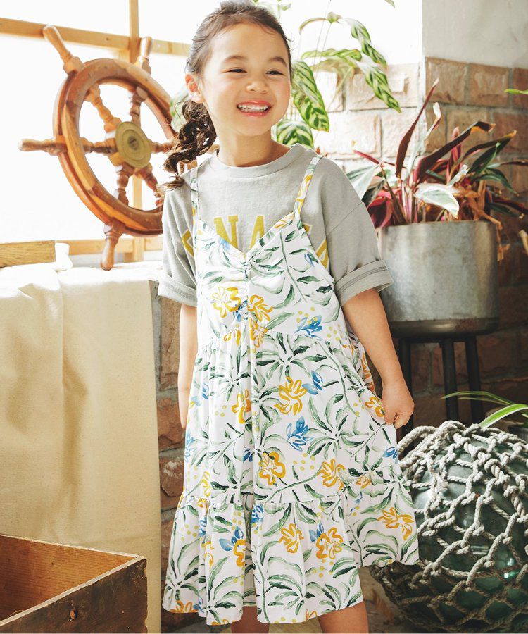 日本 BREEZE - Aloha夏日風格吊帶裙-大白花-海軍藍