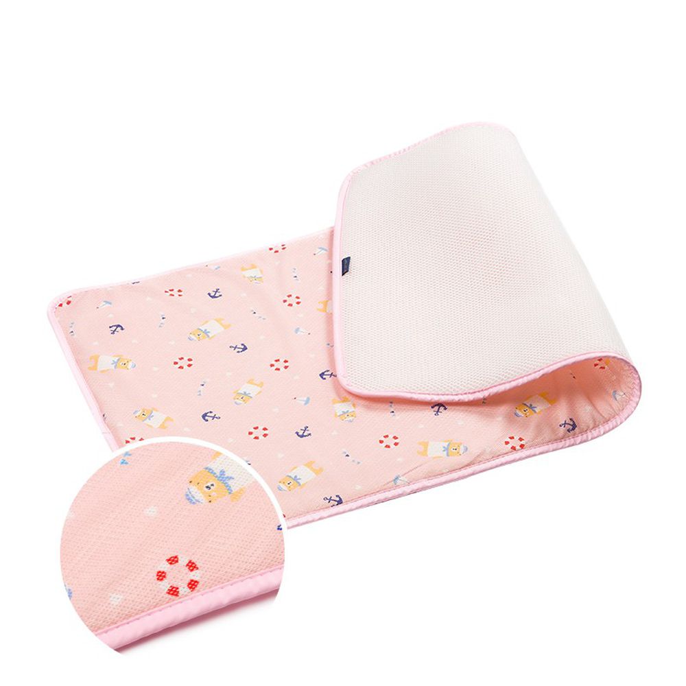 韓國 GIO Pillow - 超透氣排汗嬰兒床墊-水手熊粉 (L號)