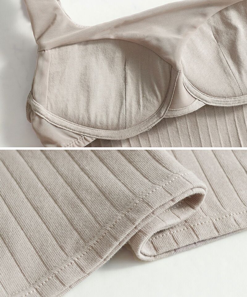 日本女裝代購 - 極致美胸 羅紋無袖背心(附Bra)-深灰