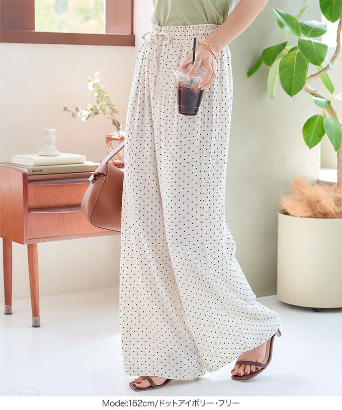 日本 Kobe Lettuce - 清爽棉麻鬆緊休閒寬褲-直紋-象牙 (F)