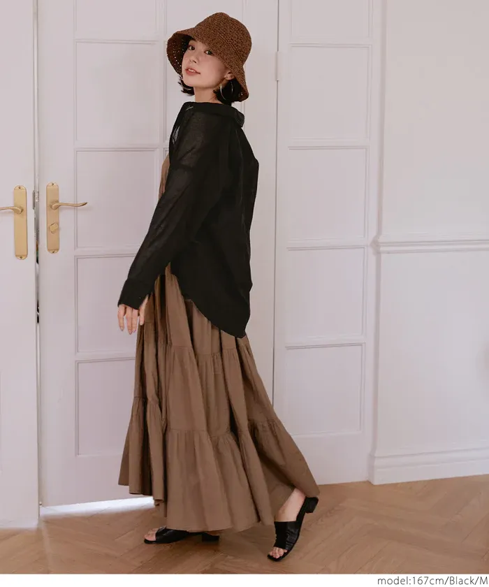 日本 COCA - 純棉透感薄長袖襯衫/薄外套-白