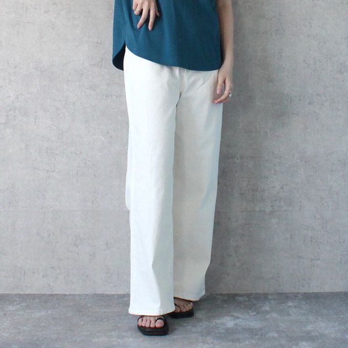 日本女裝代購 - Coolish 接觸涼感舒適快乾丹寧寬褲-靛藍