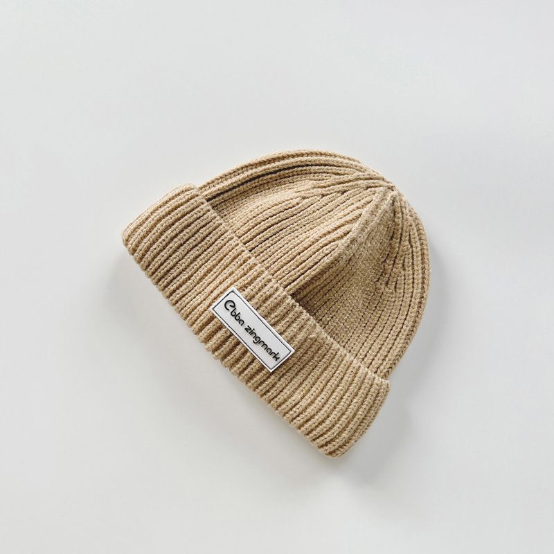 素色針織毛帽-小標籤-墨綠色 (46-51CM)