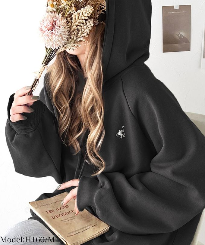 日本 Classical Elf - 簡約刺繡logo裏起毛帽T-煙燻粉