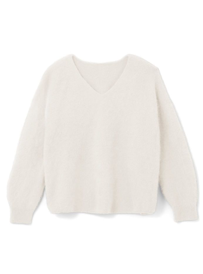 日本 GRL - 明星聯名款 柔軟刷毛V領毛衣-薄荷綠